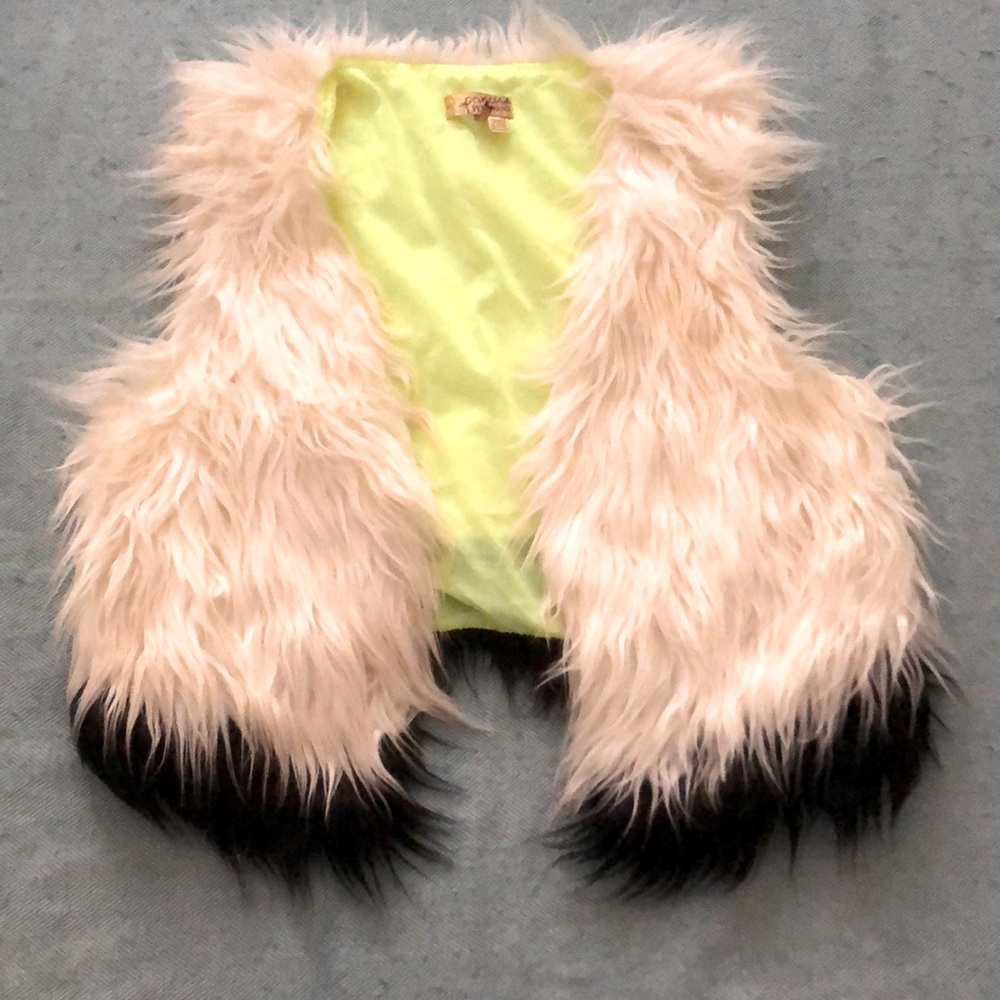 PRINCESS VERA WANG neon fuzzy vest!!!